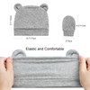 AQOKKA 4 Pcs Newborn Baby Bear Ear Hats and Mittens