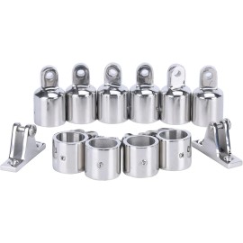 Amarine Made 12Pcs 316 Stainless Steel 3 Bow Boat Bimini Top Fitting Hardware Fit 1 Inch