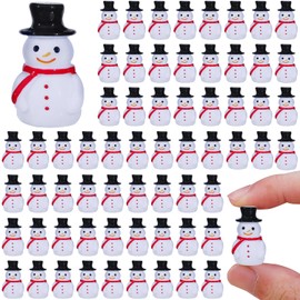 QAUYETM 75 Pcs Mini Snowman Figurines Christmas Miniature Tiny Resin Snowman Figures Decorations Micro Landscape Crafts Garden Dollhouse Accessories Ornaments for DIY Xmas Home Party Decor