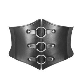 MILAKOO Heart Ring Goth Leather Belt for Women Viking Underbust Waist Black Cinch Belt Adjustable