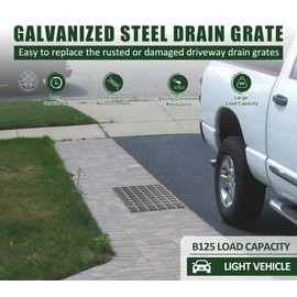 Natotela 12in Galvanized Steel Drain Grate-Durable Heavy Duty Metal Catch Basin Grate for 12" Concrete Catch Basin,Outdoor Drainage Grates for Garage,Sewer,Dowmspout,Driveway,Yard(11.6x12 in)