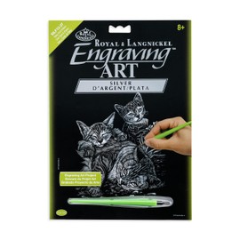 Royal & Langnickel Silver Engraving Art A4 Size Tabby Cat And Kittens Designed Painting Set