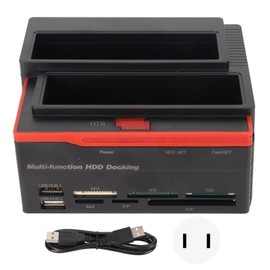 HDD Docking Station Dual Bay 480Mbps USB2.0 to SATA IDE Clone Function Hard Drive Reader for 2.5/3.5in 8TB SSD 100‑240V US Plug