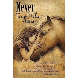 Adults Kids 300 Pieces Jigsaw Puzzle Never Forget Who You are Little Girl and Horse Puzzle Challenging Educational Fun Family Games Toys Gifts for Home Kitchen Decor Family Activities