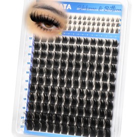 PHKERATA Lash Clusters with Bottom Eyelash Clusters Wispy Cluster Eyelash Extensions Spikes 12-22mm Individual Lashes Mink Volume D Curly Lashes Clusters DIY Thick Lash Extensions Look