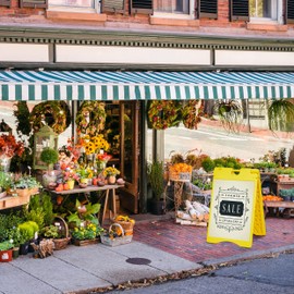 Jumbl A-Frame Signboard 22” x 28” Display Surface – Large Outdoor Sandwich Board w/Weather Resistant PVC Sign Protector & Sand Fill Holes – Dual Signage Stand for Storefront Sidewalk Curb (Yellow)