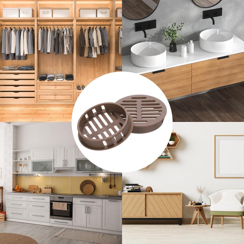 sourcing map 10Pcs 50mm/2in Air Vents Circular Soffit Vents, Drak