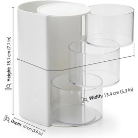 Soporte para cepillos de pelo, organizador de brochas maquillaje giratorio 3 niveles, almacenamiento accesorios para el cabello transparente giratorio 180° con tapa a prueba polvo, sopDiseño práctico