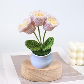 Esyzsss Crochet Flower Bouquet,Knitted Flowers,Hand Woven Bell Orchid,Simulated Small Potted Plant With Pure Hand Crocheted Flowers,Suitable For Home And Office Desktop,Car Decoration
