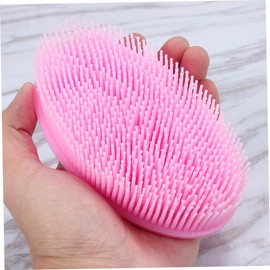 2Pcs Bathing Silicone Scrubbers Soft Shampoo Cleaning Massage Brushes Blue Pink for Portable Bath Accessories for Newborns Body Face Scrubbing Gentle Exfoliation
