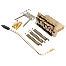 Musiclily Pro 52.5mm Modern 6-Screw Tremolo Bridge 40mm Solid Brass Block for Squier Strat Style Electric Guitar, Gold