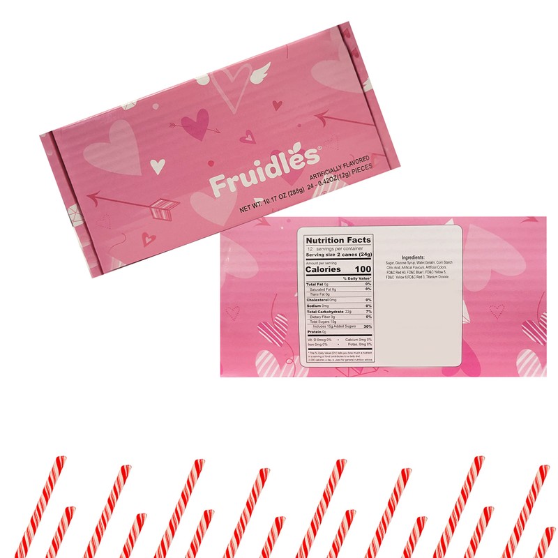 Red Swirl Candy Cane Sticks Suckers, Old-Fashioned Multicolored Mixed-Fruit Flavor,