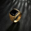 Classic Onyx Ring Black for Men Stainless Steel Antique Swirl