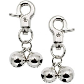 Bells for Dog Collars, 2 Pack Stainless Steel Bell Necklace for Dogs and Cat, Pet Pendant Accessories Training Collar Charm with Heavy Duty Snap Clips, Silver Christmas Gift