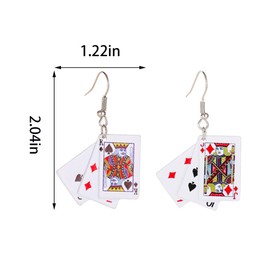 QUPENGXU Creative Poker Dangle Drop Earrings Casual Creativity Playing Cards Earrings For Women (K)