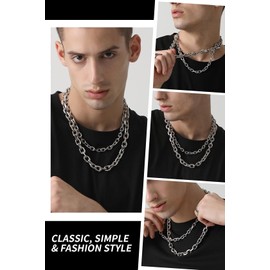 Men Boys Stainless Steel Chain 7mm 20 inch Cable Rolo Link Necklace Hiphop Jewellery