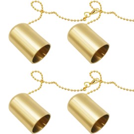 SerenGlow Brass Candle Snuffer Caps with Chain, Tiki Torch Snuffer Decorative Flame Cover, Polished Metal Wick Cover for Candle Lovers, Vintage Style Candle Accessories (4 Pcs)