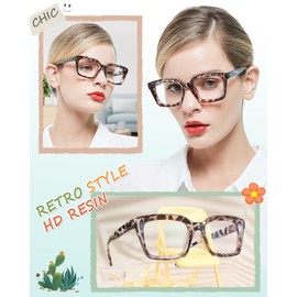 MARE AZZURO Blue Light Blocking Reading Glasses 1.25+ Women Large HD Resin Readers 1.00 1.25 1.50 1.75 2.00 2.25 2.50 2.75 3.00 3.50 (Leopard, 125)