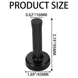 Door Stopper Black, 3.7 Inch Stainless Steel Door Stopper with Rubber Tips Bumper, Sound Dampening Door Stoppers, Wall Mounted Door Holder, Door Stopper Wall Protector