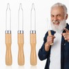 3Pcs Button Hook Assist Device with Easy-Grip Wooden Handle, Stainless