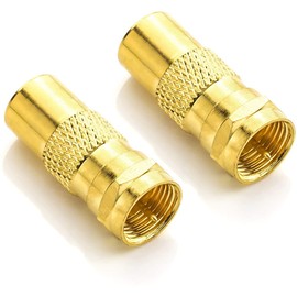 deleyCON Set of 2 SAT Aerial Adaptor Cable to SAT Adapter as Set F-Connector to IEC Male Coupling Connector Coaxial Adapter SAT Cable Gold-Plated