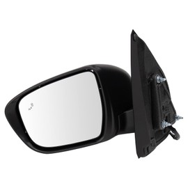 TRQ Left Driver Side Power Mirror without Heat with Blind Spot Indicator Smooth Black Compatible with 2022 2023 Nissan Frontier NI1320338