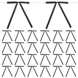 M METERXITY 50-Pack Satin Ribbon Twist Tie Bows, 7x5 Inch Bow Twist Ties, Satin Ribbon Bows for Craft DIY/Baked Goods/Hair Bow Sewing/Wedding/Birthday/Party/Gifts [Black]