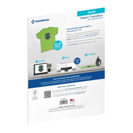 PrintWorks Iron on Heat Transfer Paper for Inkjet Printer - Printable Heat Transfer Vinyl for Dark Fabric (Printable HTV) - 8.5" x 11" - 144 Sheets - Made in The USA - Iron on Vinyl (00531C)