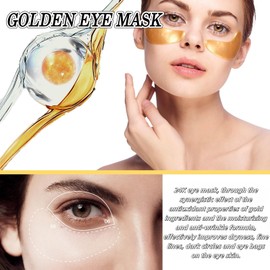 24K Gold Collagen Eye Patches for Puffy Eyes & Dark Circles Treatment - 30 pairs Hydrating Anti-Aging Skincare Masks, Revitalizing Brightening Under Eye Care