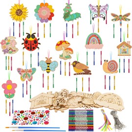 15-Piece Wind Chime Craft Set, Wind Chime Butterfly Wind Chimes Wooden Craft Sets Birthday Decoration for Boys Girls DIY Decoration