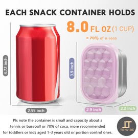 Tanjiae 8oz Small (1 CUP) Stainless Steel Snack Containers for Kids and Toddlers (Ages 1-3) | Easy Open Leak Proof Food Containers with Silicone Lids - Perfect Metal Lunch Box for Daycare and School