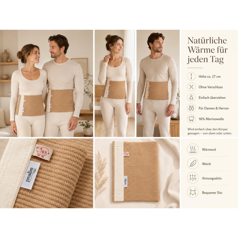 proslim T-active Merino Wool Kidney Warmer for Men and Women,