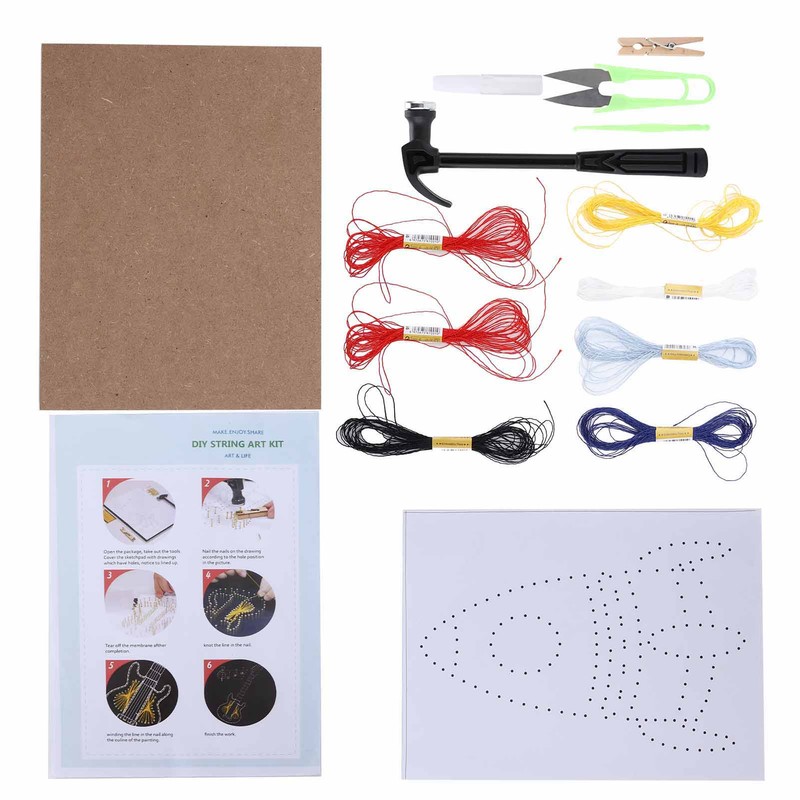 String Art Decorative Colourful DIY Nails Winding Lines Drawing Kit
