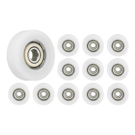 PATIKIL Nylon Round Pulley, 12 Pack 6x30x9mm Ball Bearing Guide Pulley Roller Round Wheel Double Metal Shielded Chrome Steel Bearings, White Silver Tone