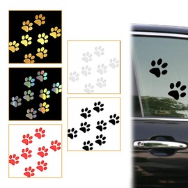 MEXRUMI Pack of 5 Dog Paw Print Stickers 12.5 x 9.5 cm, Paw Paw Dog Cat Sticker Car Sticker Scratch Protection Paws Sticker Pack for Car Motorcycle Wall Laptop Furniture (5 Colours)