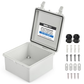 Iron Forge Cable Waterproof Junction Box - Outdoor Electrical Enclosure with Complete Accessories, ABS Plastic Project Boxes Weatherproof Hinged Light Gray Panel Cover, IP65 6" x 6" x 3.6" Inch