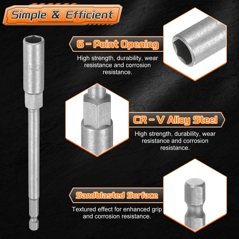 sourcing map 3pcs Nut Driver Drill Bit 10mm Metric Impact