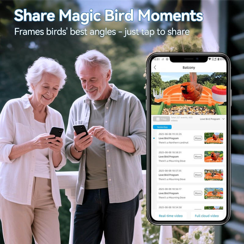 Leapbird Smart Bird Feeder Camera 2.5K HD Live View,Solar Powered,AI