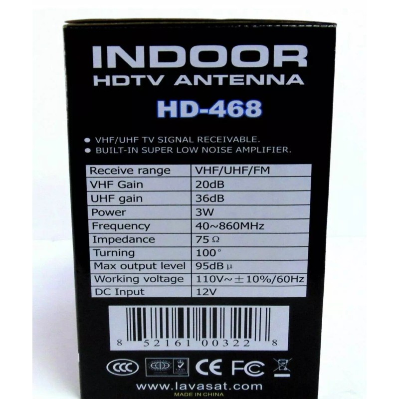 LAVA HD-468 Indoor HDTV Antenna, Amplified 4k Ready, Clear ,