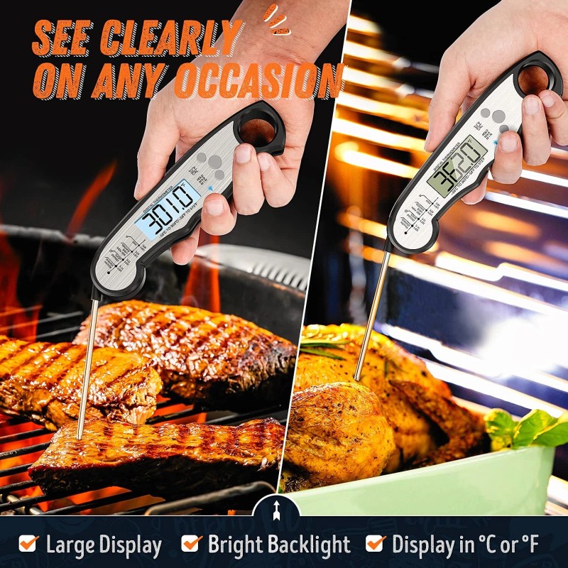 ImSaferell Ultra Fast Accurate Meat Thermometer with Large Backlight Waterproof
