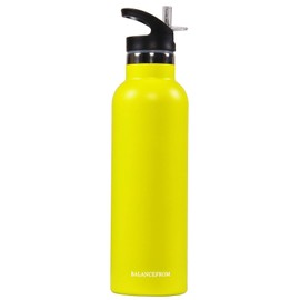 BalanceFrom Double-Wall Vacuum Insulated Stainless Steel Water Bottle, 3 Caps Included, Wide Mouth and Standard Mouth, Multiple Colors and Sizes