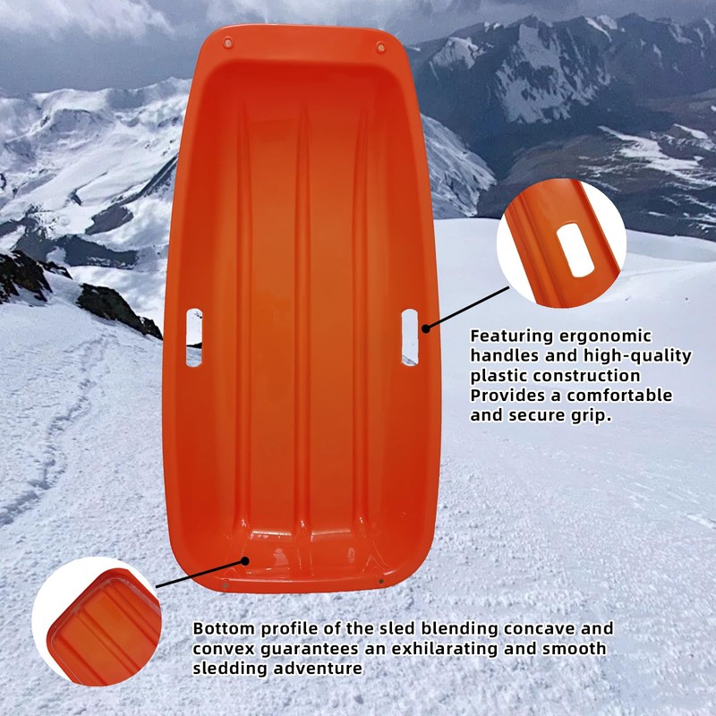 Sufcnire 3 Piece Plastic Sled Board, Winter Snow Sled with