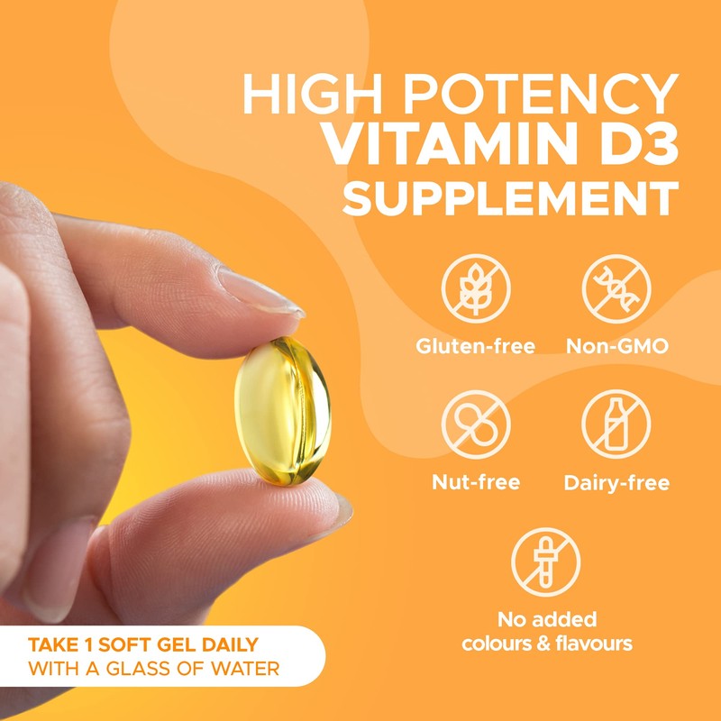 Northumbria Health Vitamin D3 Softgel Capsules, High-Strength D3 Vitamins for