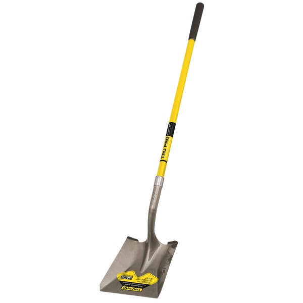Truper 31199 Tru Pro 48-Inch Square Point Shovel, Fiberglass Handle, 10-Inch Grip