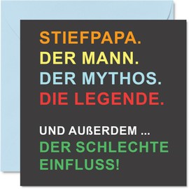Funny Father's Day Cards for Step Dad - Stepdad Man Myth Legend - Funny Birthday Card for Stepdad from Son Daughter Stepdad Birthday Gifts 145mm x 145mm Large Greeting Cards