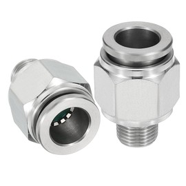uxcell Push to Connect Fitting, 4 Pcs 304 Stainless Steel PC Male Straight 3/8" Tube OD x 1/8" NPT Thread Push to Connect Tube Fitting Pneumatic Push Lock Fitting