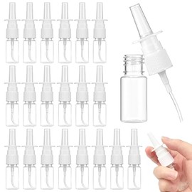 Paquete de 20 botellas de spray nasal recargables de 0.3 onzas líquidas, atomizadores de niebla fina de plástico transparente para soluciones salinas,