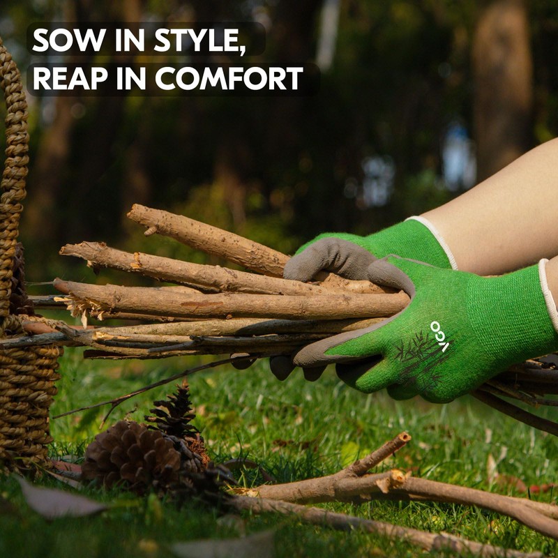 Vgo... 3 Pairs of Multi-Purpose Work Gloves, Non-Slip Latex Coated,