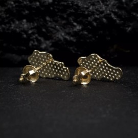 Street Knitted Men’s 14k Gold Plated Sterling Silver Honey Comb Set Iced Nugget Stud Earrings