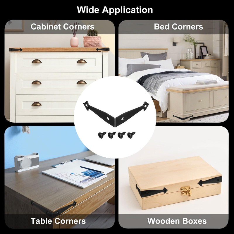 sourcing map 2Pcs Decorative Corner Brackets, 2.4" x 2.4" x